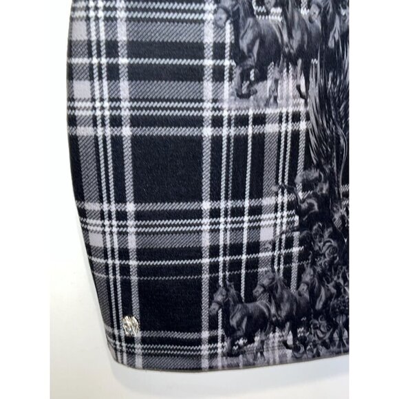 Philipp Plein Black & White Plaid Cap Sleeve Bodycon Graphic Women's Dress Size - Picture 4 of 11